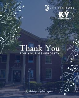We are SO thankful! 🤍
KY Gives Day has come to an end, and we wanted to extend our warmest THANK YOU to everyone who donated, shared, or cheered us on yesterday. This is more than dollars and cents — it’s lives changed, hope elevated, dignity restored. We are so grateful to be part of our community. Stay tuned... we can’t wait to share the impact your generosity made.💙

#kygivesday #jubileejobs #lexingtonky #thankyou #grateful