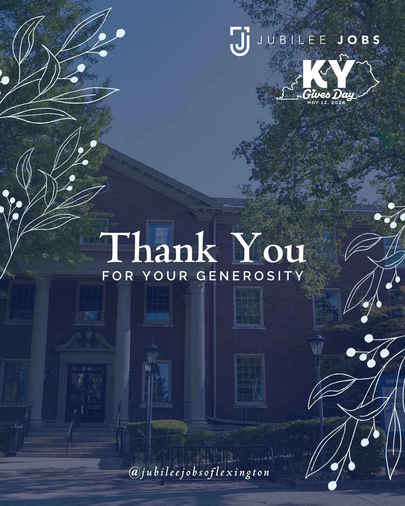 We are SO thankful! 🤍
KY Gives Day has come to an end, and we wanted to extend our warmest THANK YOU to everyone who donated, shared, or cheered us on yesterday. This is more than dollars and cents — it’s lives changed, hope elevated, dignity restored. We are so grateful to be part of our community. Stay tuned... we can’t wait to share the impact your generosity made.💙

#kygivesday #jubileejobs #lexingtonky #thankyou #grateful