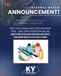 🚨 Big News! We just unlocked a matching gift for our Hygiene Pack spotlight window!
Thanks to the generosity of a very special donor, every donation made between 12–2 PM today will be matched dollar for dollar — up to $200. That means your $10 becomes $20, your $25 becomes $50, and your $50 becomes $100 — all going directly toward hygiene packs for our clients!
This match won’t last long, so don’t wait! Give during that 12–2 PM window and double your impact today!

Donate at the link in our bio. 👉 https://www.kygives.org/organizations/jubilee-jobs-of-lexington

#kygivesday #jubileejobs #matchinggift  #hygienepacks #lexingtonky