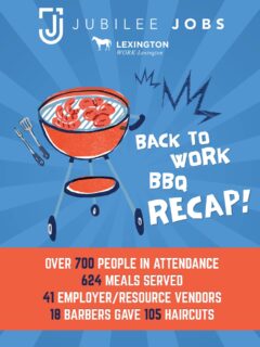 What a day. 🧡
Our 2026 Back to Work BBQ was more than a free meal; it was a community showing up for one another in a tangible way.
 
Over 700 neighbors joined us, and together we served 624 meals, connected folks with 41 employers and resource vendors, and 18 generous barbers gave 105 fresh haircuts to help people feel confident and ready.
 
None of this happens without the volunteers who gave their time, the vendors who showed up ready to open doors, and the barbers who turned chairs into moments of dignity and hope. And to everyone who came through the line, filled out an application, or just needed a good meal and a fresh cut - thank you for trusting us with your day.

This is what Lexington looks like when we work together. 💙
#jubileejobs #lexingtonkentucky #backtoworkbbq #community